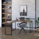 Ver imagem 1 de Escrivaninha Mesa Escritório em L Estilo Industrial 135x150cm Kuadra