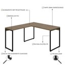 Ver imagem 5 de Escrivaninha Mesa Escritório em L Estilo Kuadra 135cm Industrial Lâmina Mel Marrom