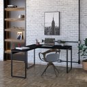 Ver imagem 1 de Escrivaninha Mesa Escritório em L Estilo Kuadra 135cm Industrial Preto Ônix