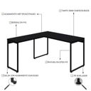Ver imagem 5 de Escrivaninha Mesa Escritório em L Estilo Kuadra 135cm Industrial Preto Ônix