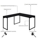 Ver imagem 5 de Escrivaninha Mesa Escritório em L Estilo Kuadra 135cm Industrial Preto Ônix