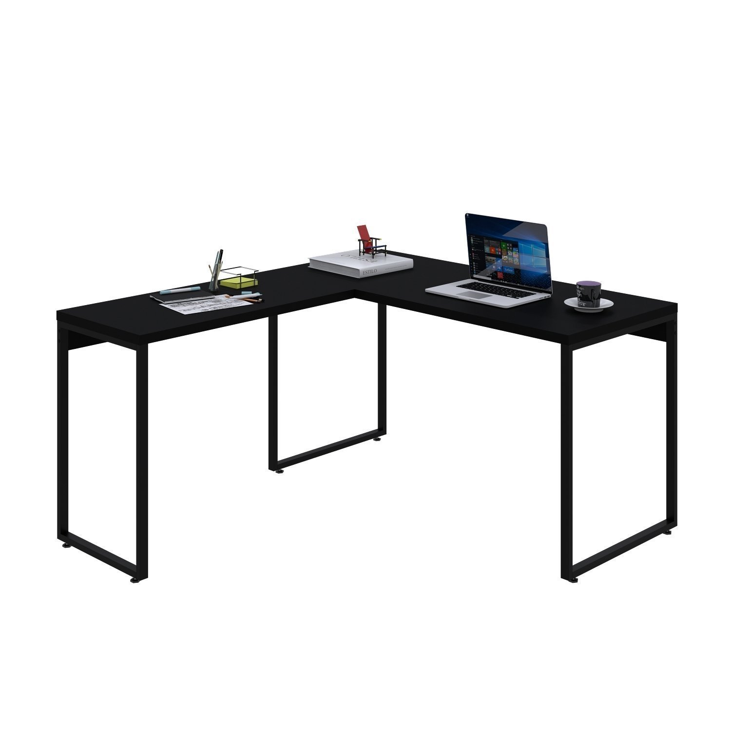 Mesa de Escritório em L Estilo Industrial 135x150cm Kuadra - 4