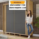 Ver imagem 4 de Guarda-Roupa Casal Monte Carlo com 2 Portas de Correr Ripada 4 Gavetas Internas e Maleiros Cinza/Cinamomo/Grafite