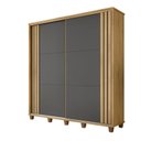 Ver imagem 2 de Guarda-Roupa Casal Monte Carlo com 2 Portas de Correr Ripada 4 Gavetas Internas e Maleiros Cinza/Cinamomo/Grafite