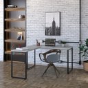 Ver imagem 1 de Escrivaninha Mesa Escritório em L Estilo Industrial 135x150cm Kuadra