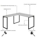 Ver imagem 5 de Escrivaninha Mesa Escritório em L Estilo Kuadra 135cm Industrial Snow Bege