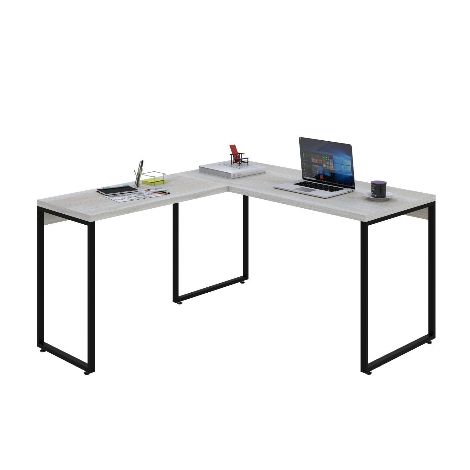 Mesa de Escritório em L Estilo Industrial 135x150cm Kuadra - 4