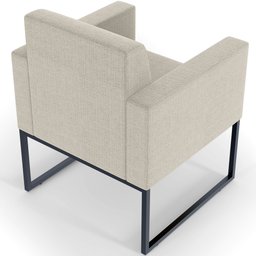 Kit 3 Poltronas Decorativas Sala e Recepção Base Fixa Metal Helô L02 Linho Champanhe - Lyam - 2