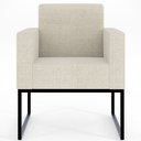 Ver mais imagens de Kit 3 Poltronas Decorativas Sala e Recepção Base Fixa Metal Helô L02 Linho Champanhe - Lyam