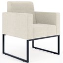 Ver imagem 5 de Kit 3 Poltronas Decorativas Sala e Recepção Base Fixa Metal Helô L02 Linho Champanhe - Lyam