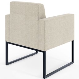 Kit 3 Poltronas Decorativas Sala e Recepção Base Fixa Metal Helô L02 Linho Champanhe - Lyam - 10