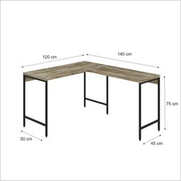 Mesa de Escritório em L Estilo Industrial 120x140cm Active - 3