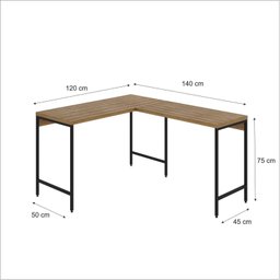 Mesa de Escritório em L Estilo Industrial 120x140cm Active - 3