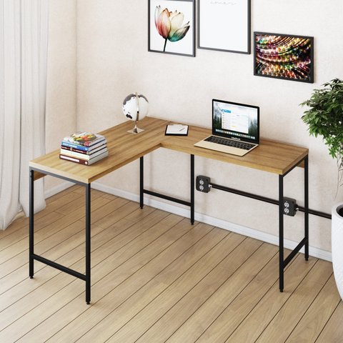 Escrivaninha Mesa Escritório em L Estilo Active 120cm Industrial Yescasa Preto