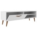 Ver imagem 3 de Rack para Tv até 43 Polegadas Singapura 1 Porta 1 Prateleira Branco - Panorama Móveis