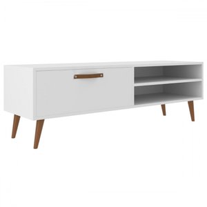 Rack para Tv até 43 Polegadas Singapura 1 Porta 1 Prateleira Branco - Panorama Móveis