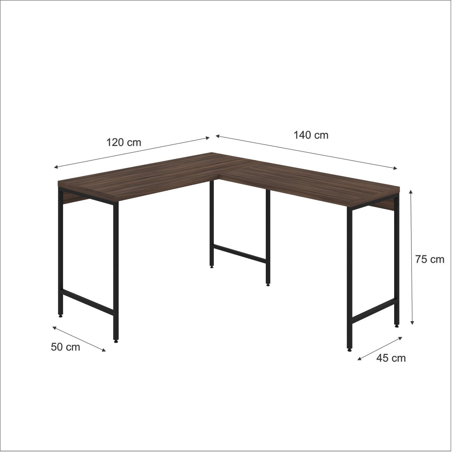 Mesa de Escritório em L Estilo Industrial 120x140cm Active - 3