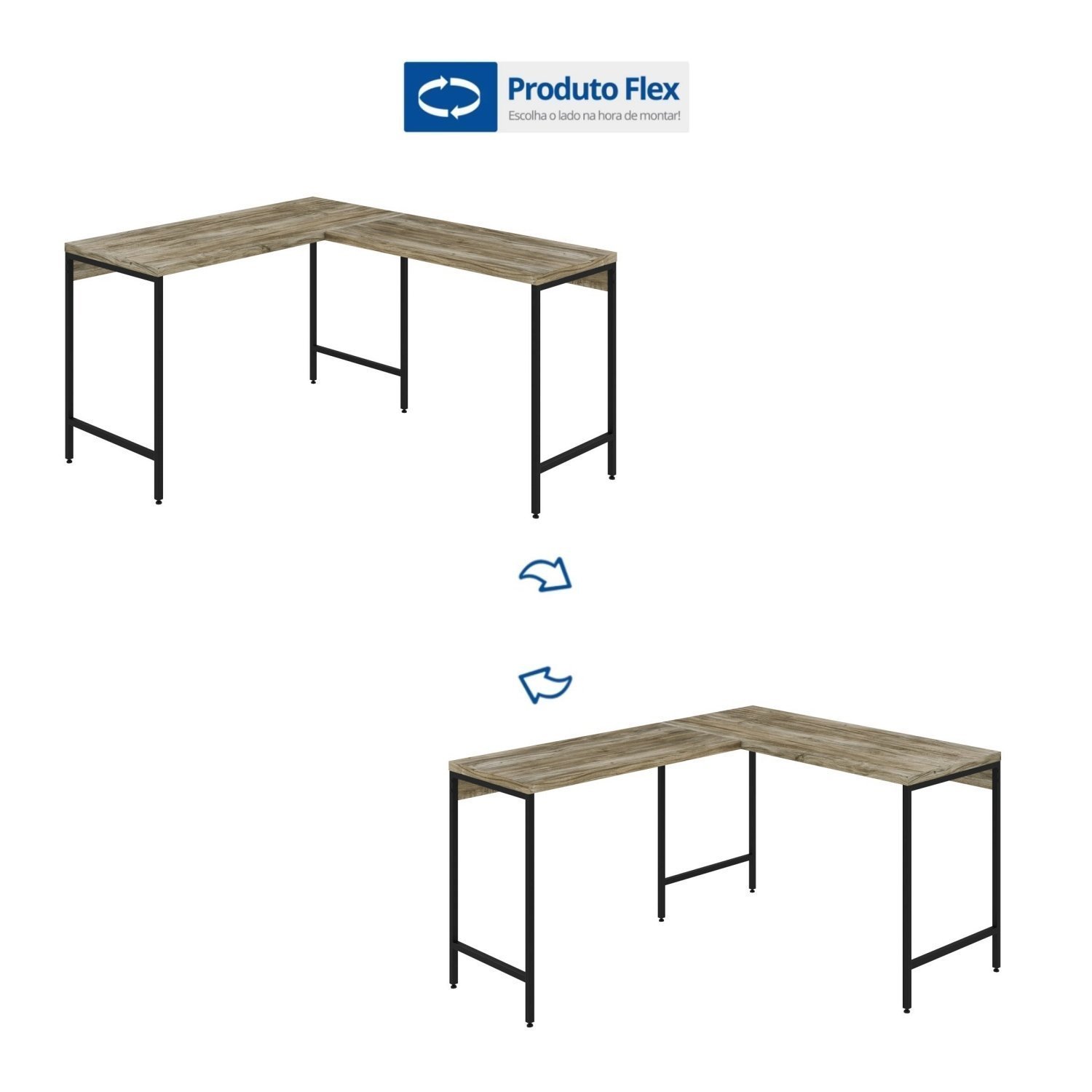 Mesa de Escritório em L Estilo Industrial 120x140cm Active - 7