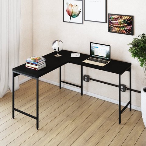 Escrivaninha Mesa Escritório em L Estilo Active 120cm Industrial Yescasa Preto