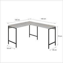 Mesa de Escritório em L Estilo Industrial 120x140cm Active - 3