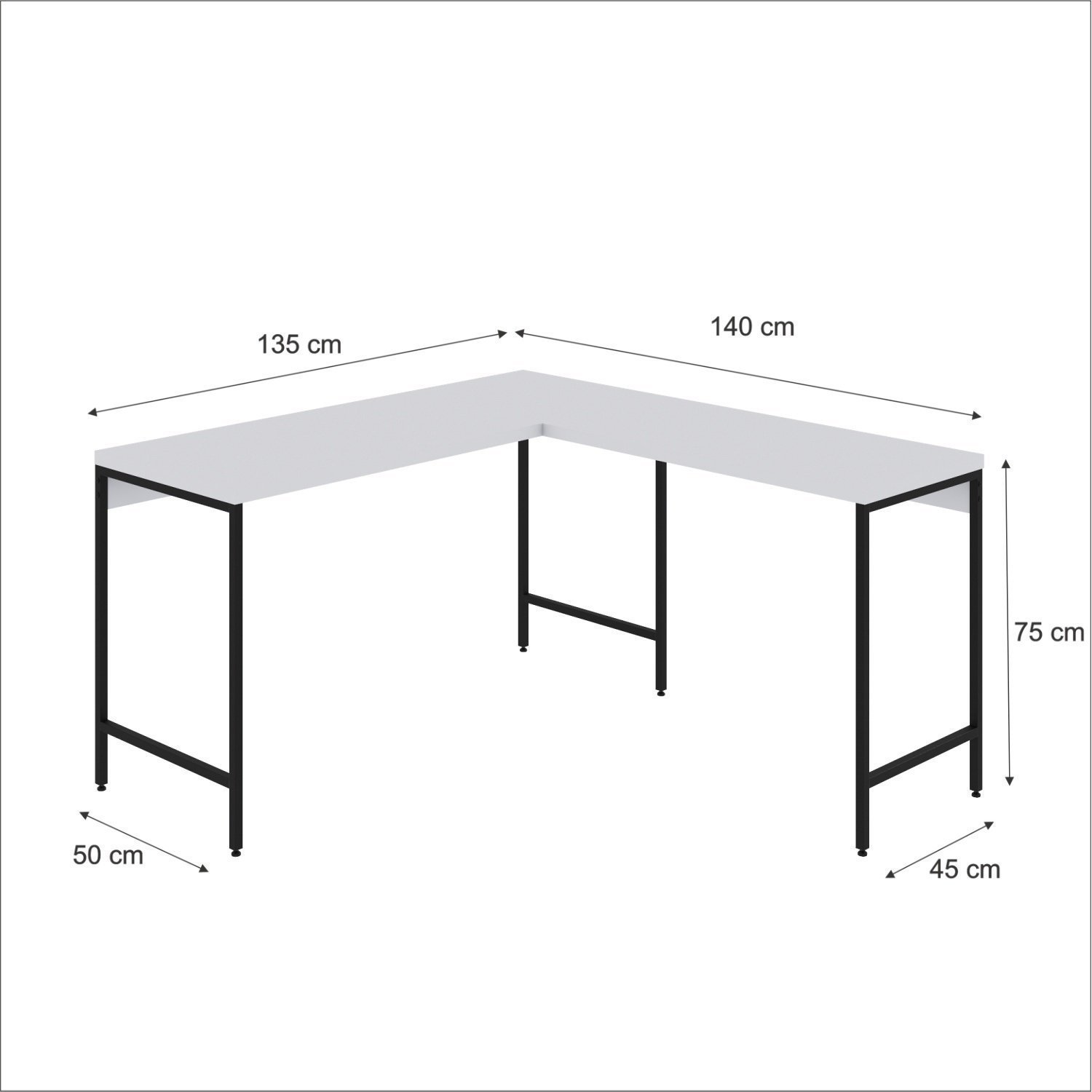 Mesa de Escritório em L Estilo Industrial 135x140cm Active - 3