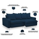 Ver imagem 5 de Sofá Retrátil Reclinável Living 235cm Vêneto F04 Veludo Azul