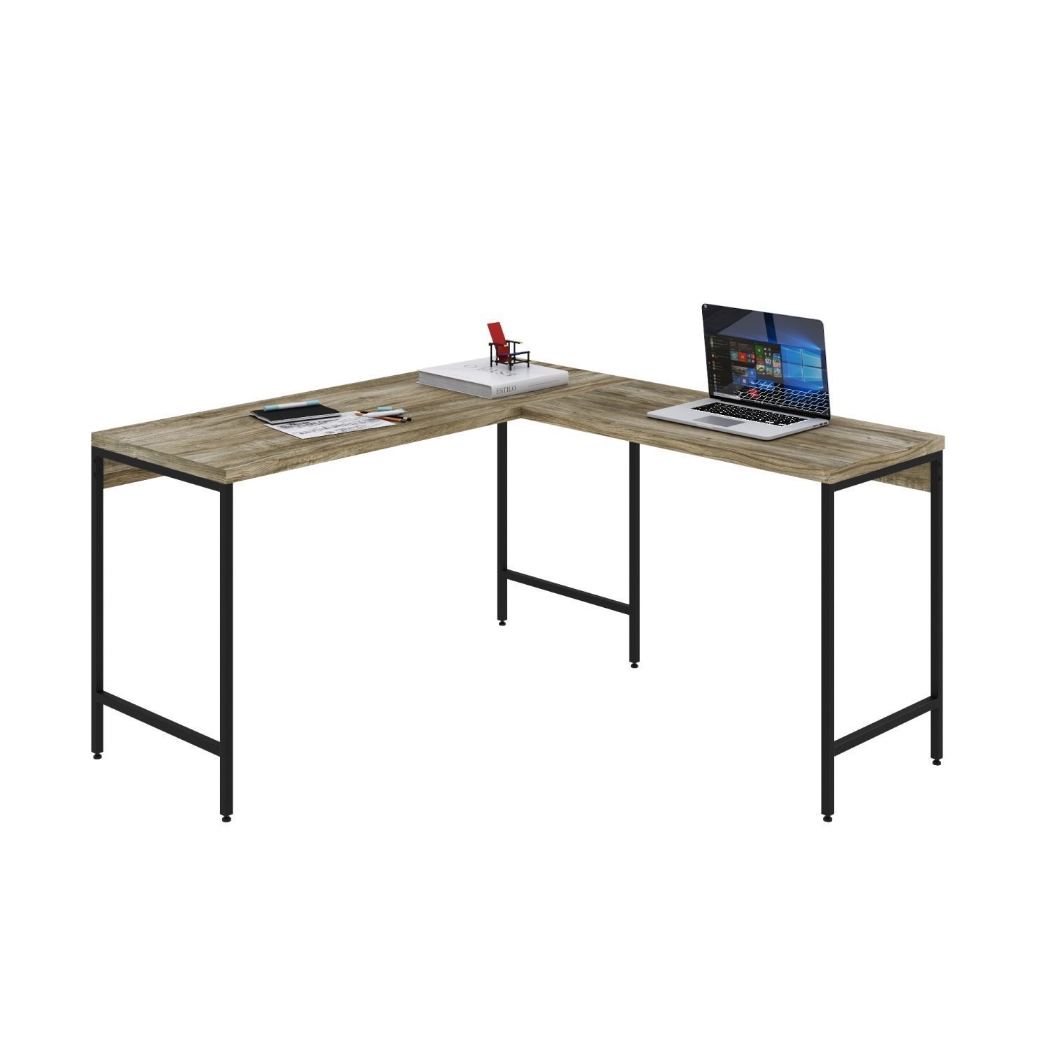 Mesa de Escritório em L Estilo Industrial 135x140cm Active - 4