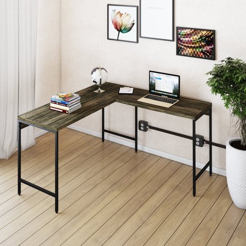 Escrivaninha Mesa Escritório em L Estilo Active 135cm Industrial Yescasa Marrom