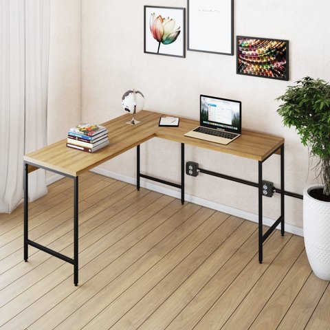 Escrivaninha Mesa Escritório em L Estilo Active 135cm Industrial Yescasa Preto