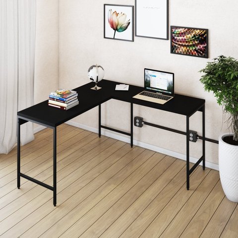 Escrivaninha Mesa Escritório em L Estilo Active 135cm Industrial Yescasa Preto