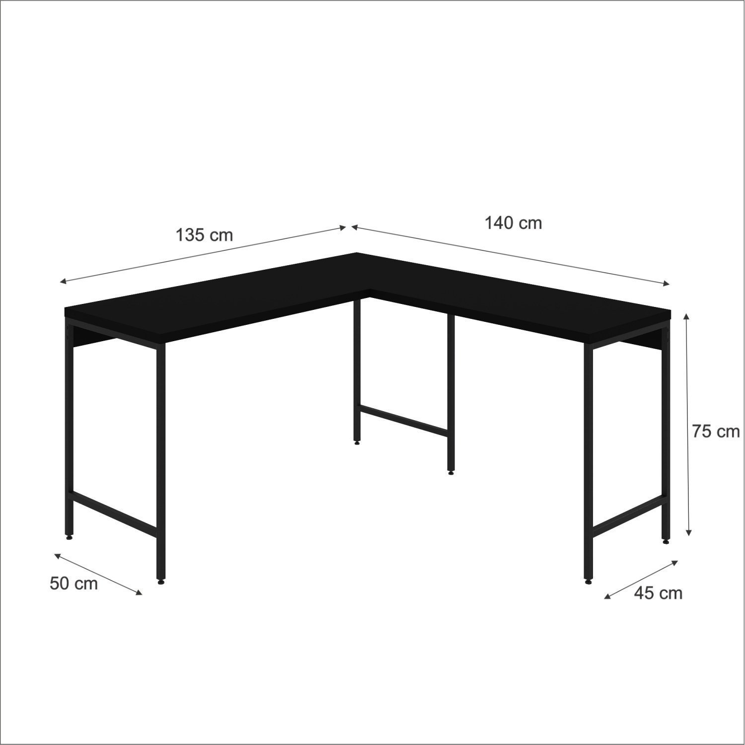 Mesa de Escritório em L Estilo Industrial 135x140cm Active - 3