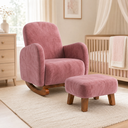 Ver imagem 1 de Poltrona Amamentação Soft Suede Base Balanço com Puff:Rosa