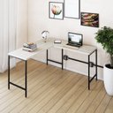 Ver imagem 1 de Escrivaninha Mesa Escritório em L Estilo Active 135cm Industrial Yescasa Branco