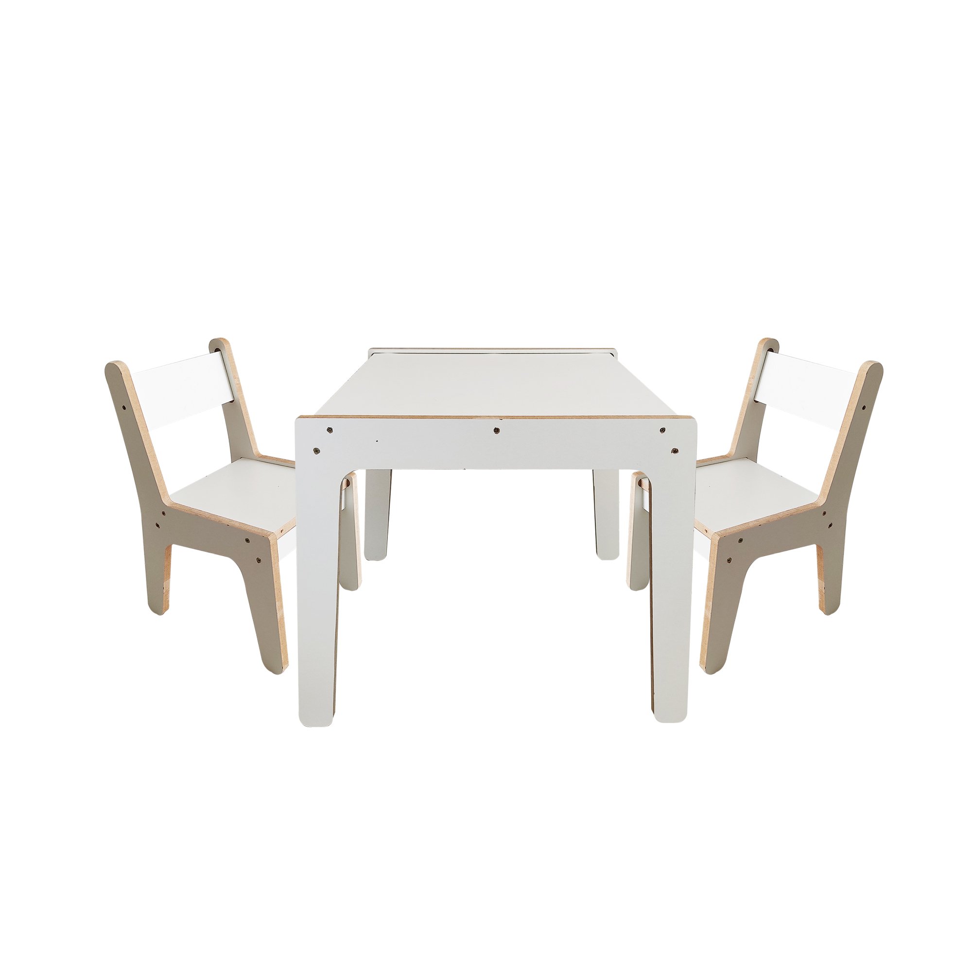 Mesa e 2 Cadeira Infantil em Mdf Tx Branco 15mm C/ Caixa - 2