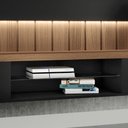 Ver imagem 6 de Painel para TV 55 pol Ripado com Bancada Suspensa Luzzi B01 Preto Castanho - Lyam Decor