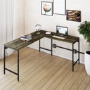 Ver imagem 1 de Escrivaninha Mesa Escritório em L Estilo Active 150cm Industrial Yescasa Marrom