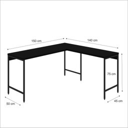 Escrivaninha Mesa Escritório em L Estilo Industrial 150x140cm Active - 3