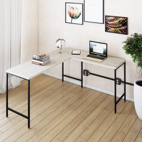 Escrivaninha Mesa Escritório em L Estilo Active 150cm Industrial Yescasa Branco