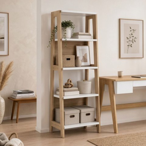 Estante para Escritório Home Office 4 Prateleiras Soul A03 Hanover Off White - Lyam Decor