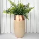 Ver imagem 3 de Decoração sala rack vaso centro de mesa bege/cobre c/ planta