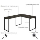 Ver imagem 5 de Escrivaninha Mesa Escritório em L Estilo Kuadra 120cm Industrial Carvalho Dark Marrom