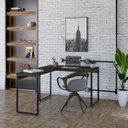 Ver imagem 1 de Escrivaninha Mesa Escritório em L Estilo Industrial 120x150cm Kuadra