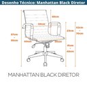 Ver mais imagens de Kit 2 Cadeiras Escritório Manhattan Black Esteirinha Diretor Fratini Pu Caramelo Base Rodízio