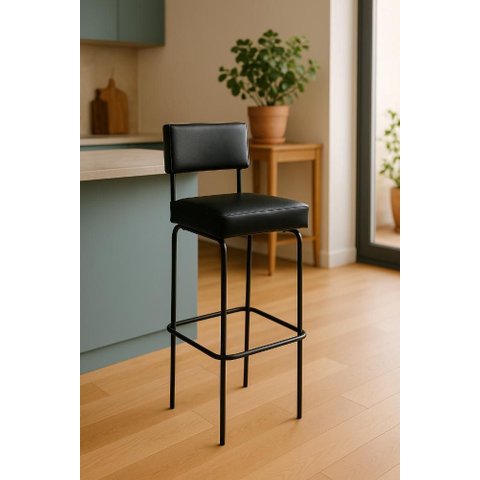 Banqueta Tiffany para Balcão Ferro Estofado Estilo Industrial Preto