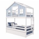 Ver imagem 3 de Treliche Casinha Dos Sonhos com Varanda e Grade Proteção Madeira Maciça Branco | Azul Housin