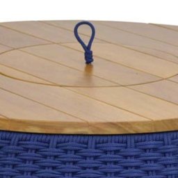 Mesa de Centro Corda Naval Tampo Madeira com Champanheira - Azul - 3