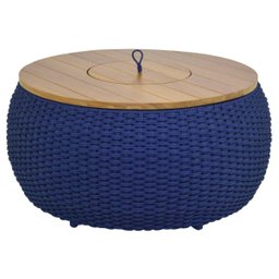 Mesa de Centro Corda Naval Tampo Madeira com Champanheira - Azul - 1
