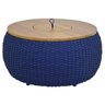 Mesa de Centro Corda Naval Tampo Madeira com Champanheira - Azul - 1