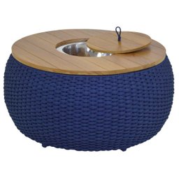 Mesa de Centro Corda Naval Tampo Madeira com Champanheira - Azul - 2