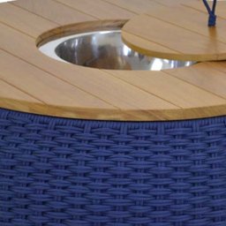 Mesa de Centro Corda Naval Tampo Madeira com Champanheira - Azul - 4